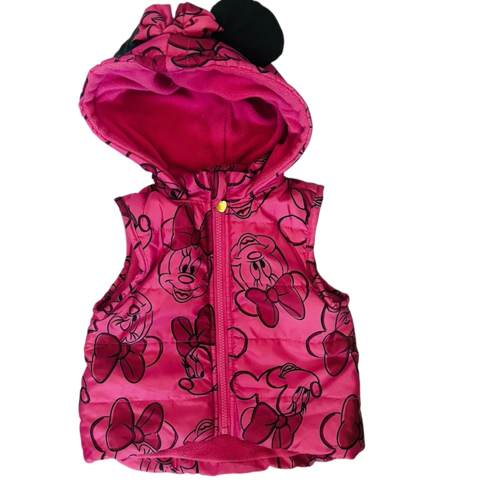 Disney Minnie Mouse Pink Hooded Mickey Ear Puffer Vest